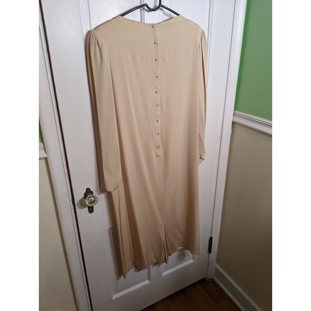 Vintage Rina diMontella Beaded 80s Silk Dress Size 14 - Picture 4 of 8